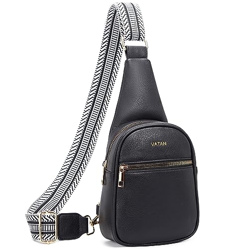 VATAN Kleine Schultertasche Damen Crossbody Bauchtaschen Leder Crossbody Taschen für Frauen, C-schwarz, Bauchtasche Umhängetaschen Damen Trendy von Vatan