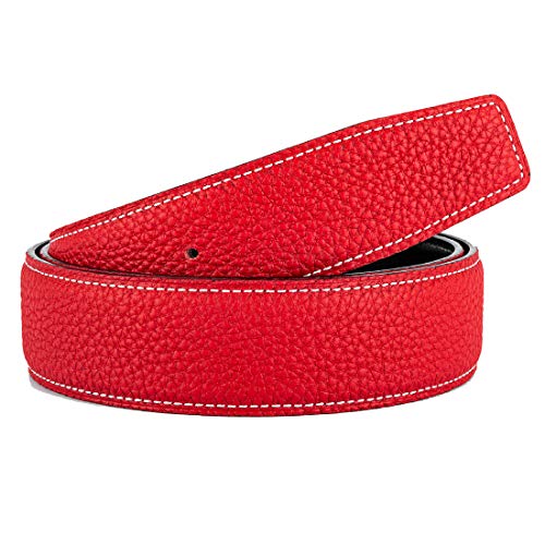Vatee's Damen/Herren Echtleder-Ersatz-Gürtelriemen ohne Schnalle 32mm breit 100cm lang Hellrot von Vatee's