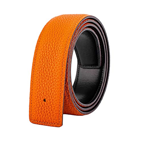 Vatee's Damen/Herren Echtleder-Ersatz-Gürtelriemen ohne Schnalle 32mm breit 105cm lang Orange von Vatee's