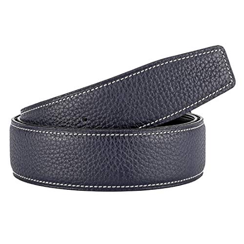 Vatee's Damen/Herren Echtleder-Ersatz-Gürtelriemen ohne Schnalle 32mm breit 115cm lang Dunkelblau von Vatee's