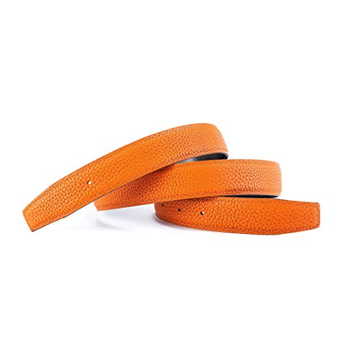 Vatee's Damen/Herren Echtleder-Ersatz-Gürtelriemen ohne Schnalle 32mm breit 120cm lang Orange von Vatee's