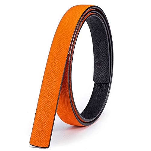 Vatee's Damen Reversible Echtleder Ersatzgurt ohne Schnalle 20mm breit Verstellbar 105cm lang Orange/Schwarz von Vatee's