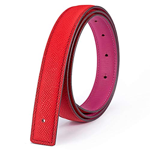 Vatee's Damen Reversible Echtleder Ersatzgurt ohne Schnalle 25mm breit Verstellbar 100cm lang Rot/Rosa von Vatee's