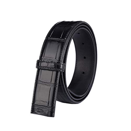 Vatee's Ersatz-Herren-Gürtelriemen ohne Schnalle Top-Grain-Echtleder 34mm breit 115cm lang Schwarz von Vatee's