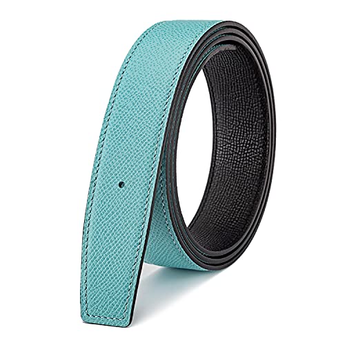 Vatee's Reversibler Ersatzgürtel aus echtem Leder ohne Schnalle, 32 mm/38 mm/40 mm breit, H285: hellblau/schwarz, EU80 Wide 32mm von Vatee's