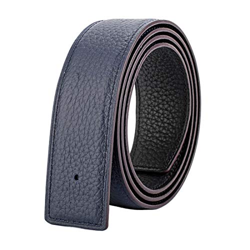 Vatee's Wendbare Echtledergürtel für Männer/Frauen Ersatzgurt ohne Schnalle 32mm breit 115cm lang Blau & Schwarz von Vatee's