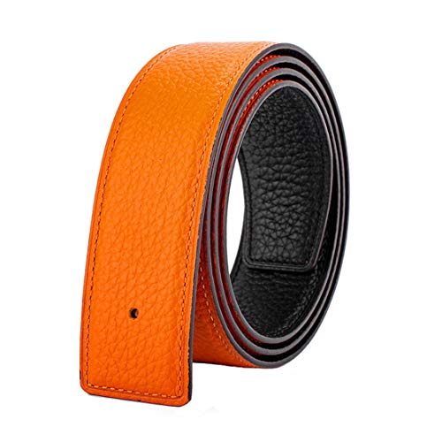 Vatee's Wendbare Echtledergürtel für Männer/Frauen Ersatzgurt ohne Schnalle 32mm breit 120cm lang Schwarz & Orange von Vatee's