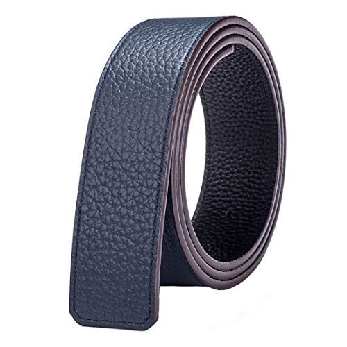 Vatee's Wendbare Echtledergürtel für Männer/Frauen Ersatzgurt ohne Schnalle 38mm breit 105cm lang Schwarz & Dunkelblau von Vatee's