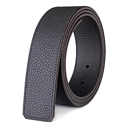 Vatee's Wendbare Echtledergürtel für Männer/Frauen Ersatzgurt ohne Schnalle 38mm breit 105cm lang Schwarz & Schwarz von Vatee's