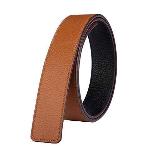 Vatee's Wendbare Echtledergürtel für Männer/Frauen Ersatzgurt ohne Schnalle 38mm breit 110cm lang Schwarz & Erde Gelb von Vatee's