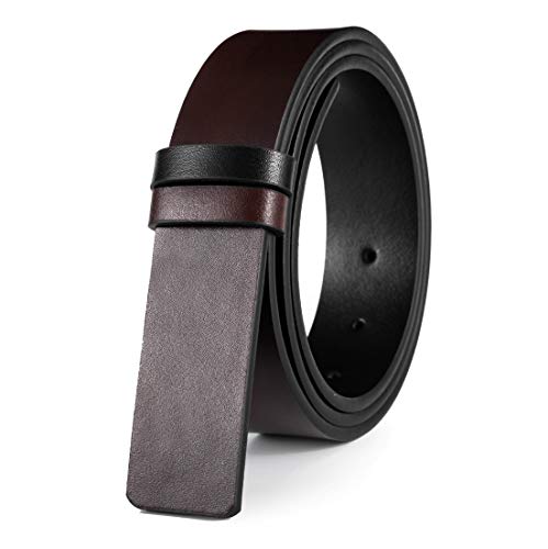 Vatee's Wendbare Echtledergürtel ohne Schnalle für Herren Ersatzgurtband 34mm breit 105cm lang Schwarz & Braun von Vatee's