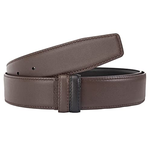 Vatee's Wendbare Echtledergürtel ohne Schnalle für Herren Ersatzgurtband 34mm breit 115cm lang Braun & Schwarz von Vatee's