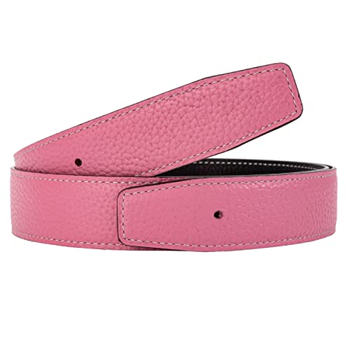 Vatee's Wendbares Echtleder für Männer/Frauen ohne Gürtelschnalle 32mm Breit 105cm Lang Rosa & Schwarz von Vatee's