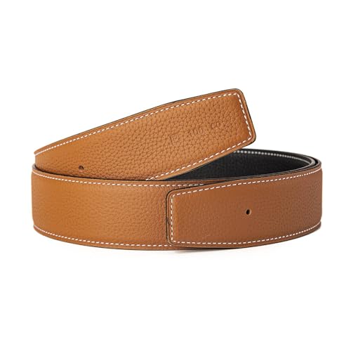 Vatee's Wendbares Echtleder für Männer/Frauen ohne Gürtelschnalle 32mm Breit 105cm Lang Schwarz & Erde Gelb von Vatee's