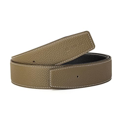 Vatee's Wendbares Echtleder für Männer/Frauen ohne Gürtelschnalle 32mm Breit 105cm Lang Schwarz & Khaki von Vatee's