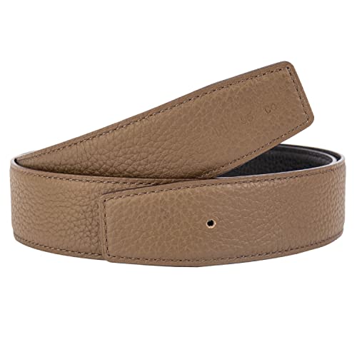 Vatee's Wendbares Echtleder für Männer/Frauen ohne Gürtelschnalle 38mm Breit 115cm Lang Khaki & Schwarz von Vatee's