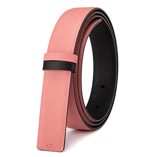 Vatee's Wendbares Ersatz-Gürtelband aus echtem Leder für Männer/Frauen ohne Schnalle 25mm Breit 100cm Lang Rosa & Schwarz von Vatee's