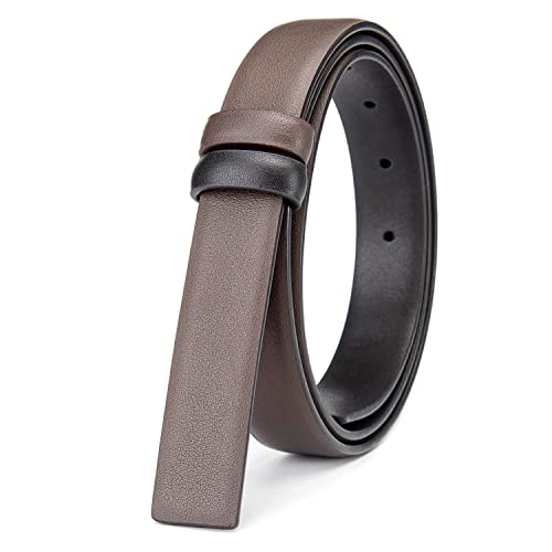 Vatee's Wendbares Ersatz-Gürtelband aus echtem Leder für Männer/Frauen ohne Schnalle 25mm Breit 95cm Lang Braun & Schwarz von Vatee's