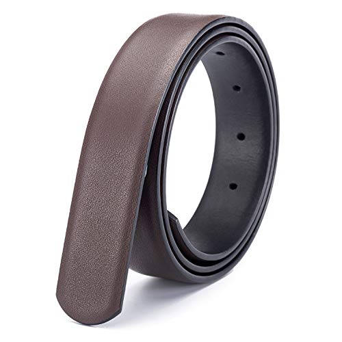 Vatee's Wendbares Ersatz-Gürtelband aus echtem Leder für Männer/Frauen ohne Schnalle 29mm Breit 110cm Lang Braun & Schwarz von Vatee's