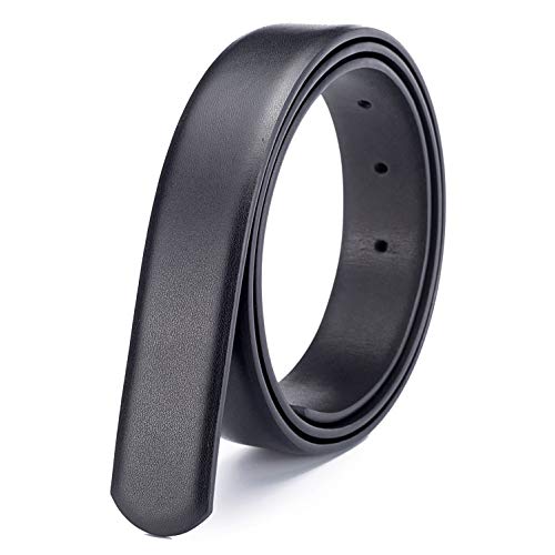 Vatee's Wendbares Ersatz-Gürtelband aus echtem Leder für Männer/Frauen ohne Schnalle 29mm Breit 125cm Lang Schwarz & Schwarz von Vatee's