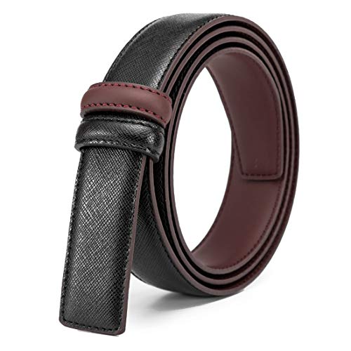 Vatee's Wendegürtel aus echtem Leder ohne Schnalle für Männer/Frauen Ersatzgurtriemen 29mm breit 125cm lang Schwarz & Rot von Vatee's