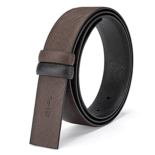 Vatee's Wendegürtel aus echtem Leder ohne Schnalle für Männer Ersatzgurtriemen 34mm breit 115cm lang Braun & Schwarz von Vatee's