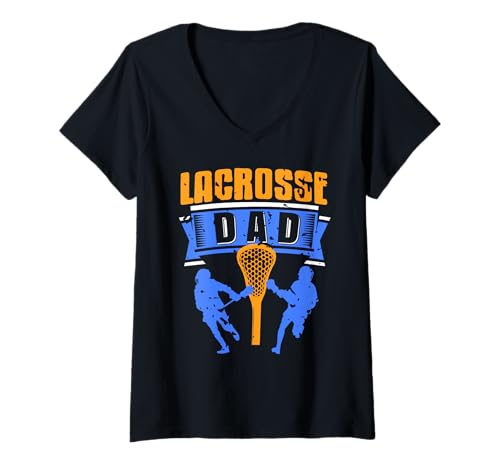 Damen Lacrosse Papa Stolz Spieler Mittelfeld Humor T-Shirt mit V-Ausschnitt Damen Lacrosse Papa Stolz Spieler Mittelfeld Humor T-Shirt mit V-Ausschnitt von Vater Fan Verteidigung Unterstützer Stil