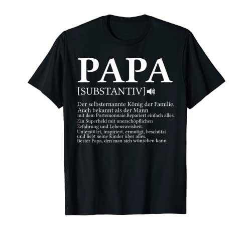 Herren Papa [Substantiv] Definition Papa Vater T-Shirt von Vater & Eltern Geschenk