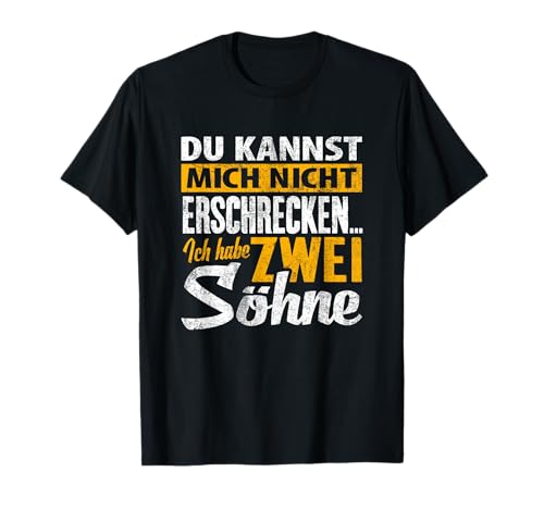 T-Shirt zwei Söhne - Papa Mama Zwillinge Geschenk Spruch T-Shirt von Vater & Mutter Sohn Kinder Spaß Motiv T Shirt