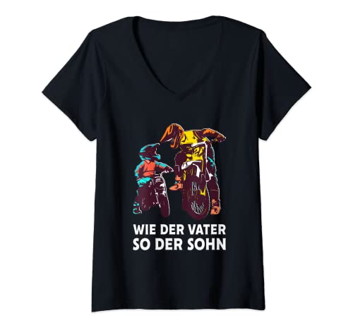 Damen Wie der Vater so der Sohn Motocross Papa Dirt Bike Motorrad T-Shirt mit V-Ausschnitt Damen Wie der Vater so der Sohn Motocross Papa Dirt Bike Motorrad T-Shirt mit V-Ausschnitt von Vater & Sohn Motocross Design Geschenke