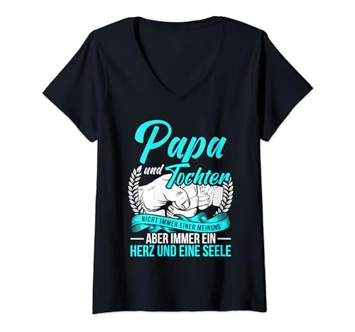Damen Papa und Tochter Vater Tochter Partnerlook Spruch Vatertag T-Shirt mit V-Ausschnitt Damen Papa und Tochter Vater Tochter Partnerlook Spruch Vatertag T-Shirt mit V-Ausschnitt von Vater und Tochter Vatertag Geschenk Papa