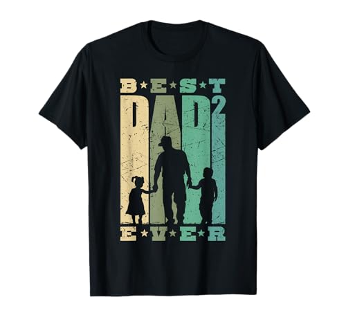 Best Dad Ever Vater mit 2 Kinder Ehemann zweifacher Papa T-Shirt von Vater werden mit Sohn & Tochter Zweites Kind