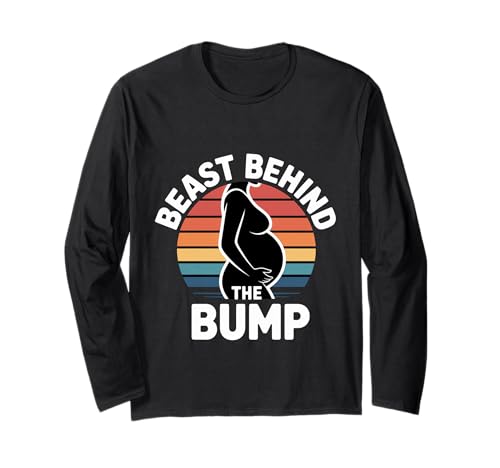 Beast Behind The Bump Vater Vater Ehemann Baby |- Langarmshirt von Vaterschaft Humor Babyvorbereitung
