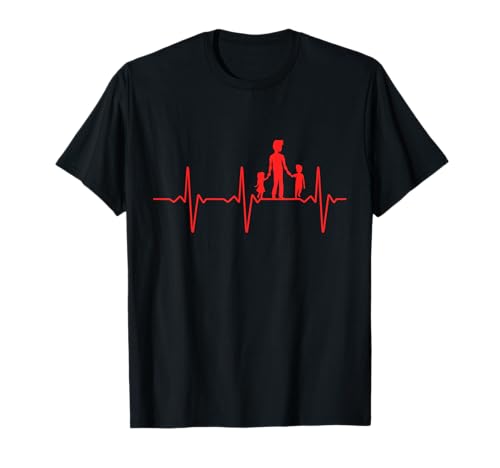 Papa Zwei Kinder Sohn Tochter Herzschlag Vatertag T-Shirt Papa Zwei Kinder Sohn Tochter Herzschlag Vatertag T-Shirt von Vatertag Familie Sprüche Designs