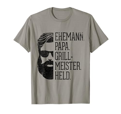 Herren Ehemann Papa Grillmeister Held Griller Dad Grandpa T-Shirt von Vatertag Geburtstag Lustiger Spruch