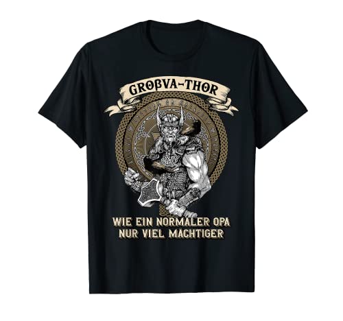 Herren Groß Va-Thor wie normaler Opa nur viel mächtiger Vatertag T-Shirt von Vatertag Geschenk Vater Opa Papa Wikinger Vathor
