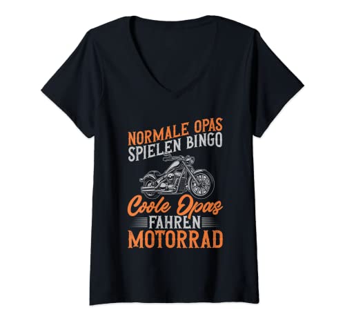 Damen Motorrad Biker Coole Opas Fahren Motorrad Herren T-Shirt mit V-Ausschnitt von Vatertag Motorradfahre Lustige Geschenke