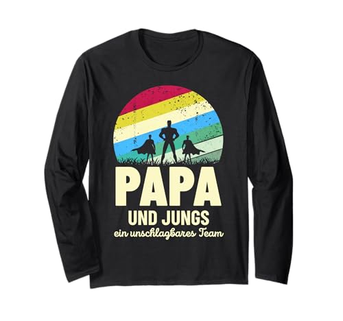 Team Papa Zwei Söhne Kinder Jungs Vatertag Bester Super Papa Langarmshirt von Vatertag Papa Shirt