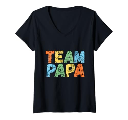 Damen Vater Team Papa T-Shirt mit V-Ausschnitt Damen Vater Team Papa T-Shirt mit V-Ausschnitt von Vatertag Papakind Papa
