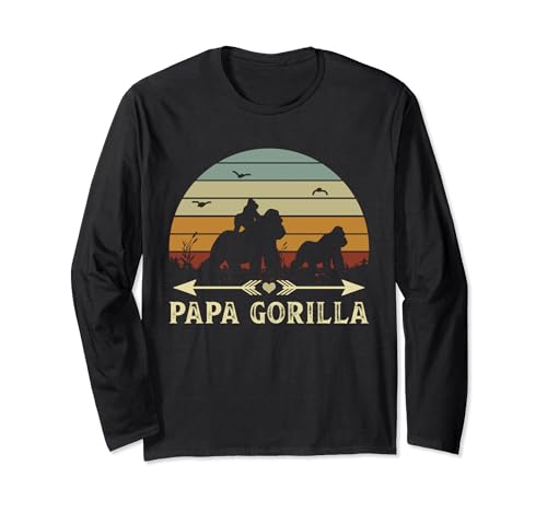 Vatertag Tshirt Papa Father Day Männer Herren Papi Kinder Langarmshirt von Vatertag Tshirt Papa Vater Vati Daddy Gorilla