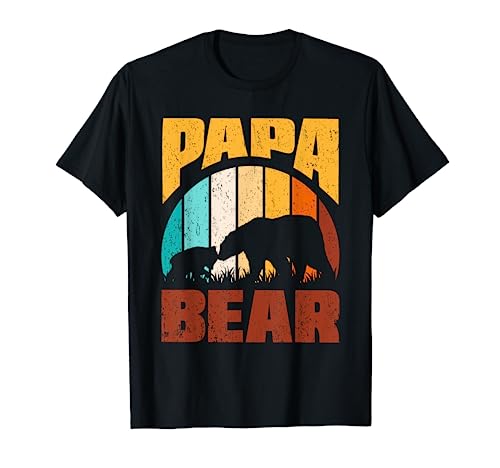 Retro Vater Baby Sohn Tochter Bär Papa Vatertag T-Shirt von Vatertagsgeschenk Bester Papa Geschenk