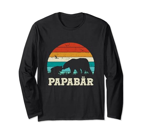 Retro Vater Baby Sohn Tochter Bär Papa Vatertag Langarmshirt von Vatertagsgeschenk Bester Papa Geschenk