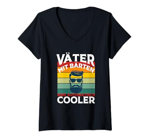Damen Vater Bartträger Retro werdender Papa Bart tragen Vatertag T-Shirt mit V-Ausschnitt Damen Vater Bartträger Retro werdender Papa Bart tragen Vatertag T-Shirt mit V-Ausschnitt von Vatertagsgeschenk Papa Geschenk