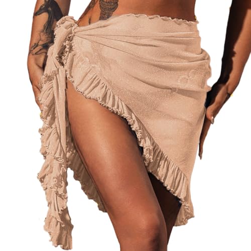 Vatocu Damen-Bikini-Überwurf Badeanzug Wickelrock,Damen-Strand-Wickelröcke,Badeanzug Wickelschal Strand-Überwurf und Wickel für Damen (Beige) von Vatocu