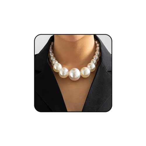 Vatocu Perlenkette Chunky Perlen Halskette Vintage Imitation Perle Halsketten Schmuck für Frauen von Vatocu
