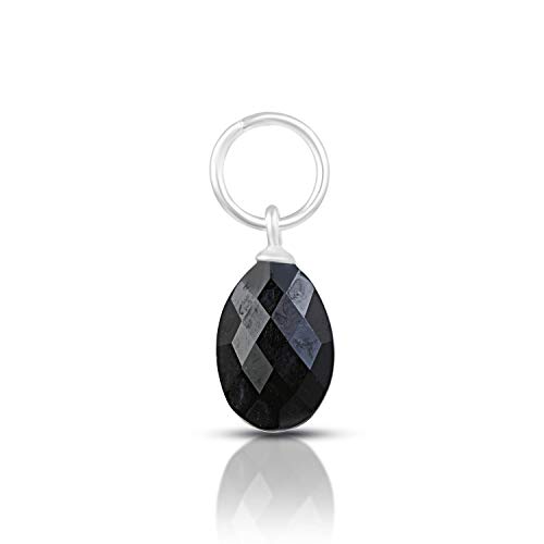 925 Sterling Silber Schwarzer Onyx Tropfen Anhänger Schwarzer Onyx Anhänger Oval Facettiert Anhänger Charm Anhänger Onyx Anhänger Schwarz Anhänger, Stein, Onyx von Vatslacreations