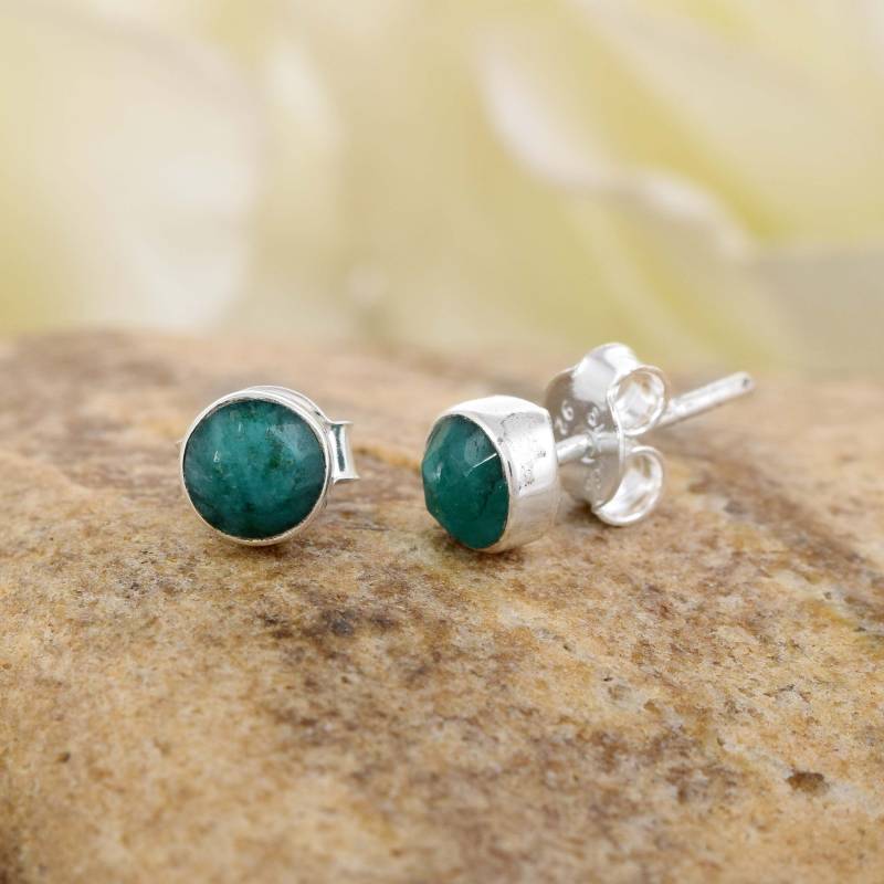 Grüne Onyx Ohrstecker-Grüne Ohrringe, Grüne Edelstein Ohrstecker, Sterling Silber Ohrstecker, Unisex Ohrstecker Schmuck Für Sie, Tiny Green von Vatslacreations