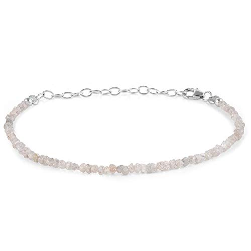 Natürliches Rohdiamant-Armband, mehrfarbiges Perlenarmand mit Rohdiamanten, Damen-Diamantarmband, 925er Sterling Silber, Stein, Champagnerfarbener Diamant, von Vatslacreations