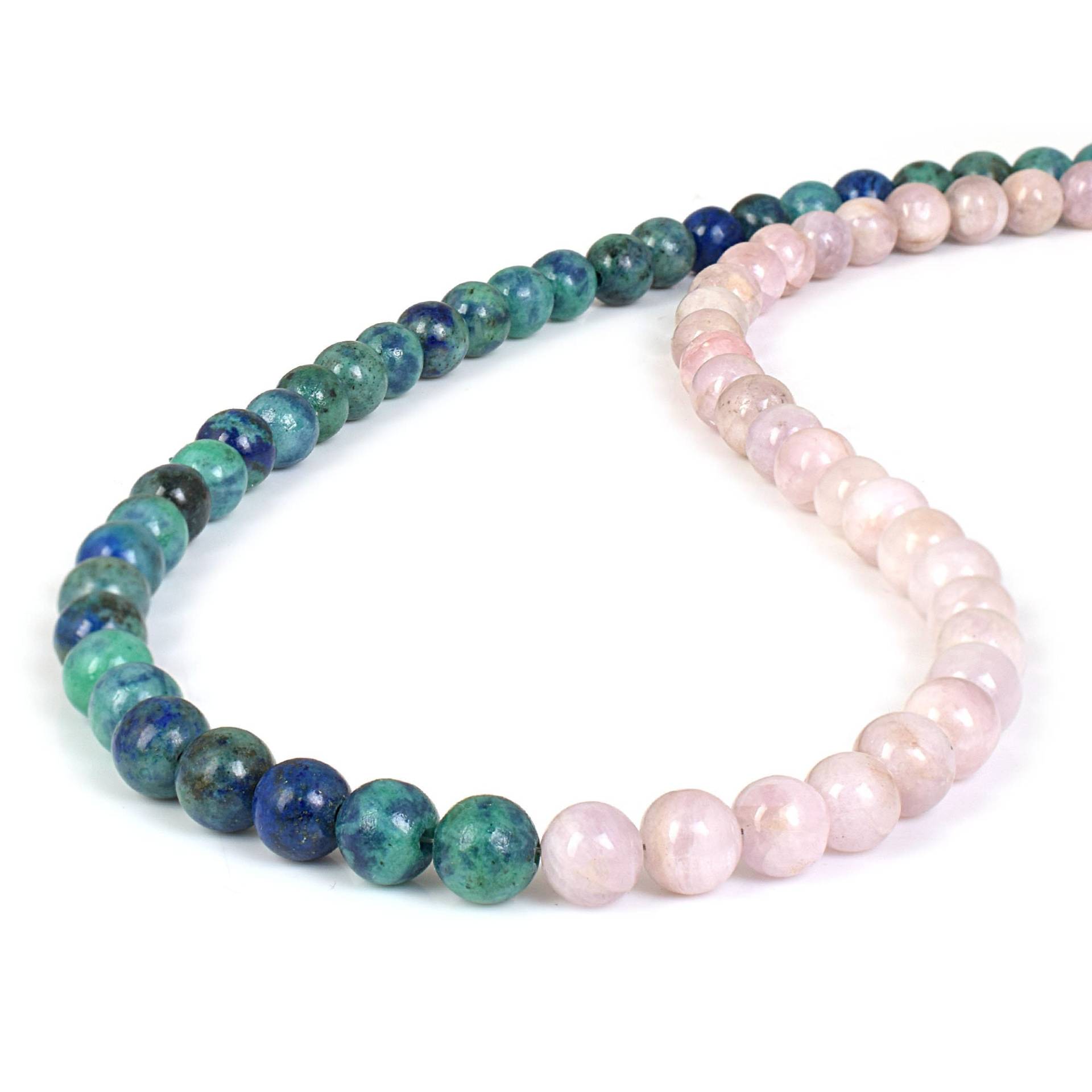 Rosa Kunzit - Und Malachitperlen-Halskette, Sterlingsilber-Verschlüsse, Natürliche Edelsteinhalskette, Malachit-Kristallschmuck, Einfaches Rundes Rosa Kunzit - Und Malachitperlen-Halskette, Sterlingsilber-Verschlüsse, Natürliche Edelsteinhalskette, Malachit-Kristallschmuck, Einfaches Rundes von Vatslacreations
