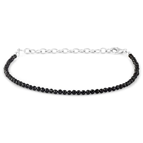Schwarzes Spinell-Armband, schwarzer Spinell-Armband, Schmuck, 925er Sterlingsilber, schwarzes Spinell-Armband, minimalistisches Armband, Schicht-Armband, 23 cm, Stein von Vatslacreations
